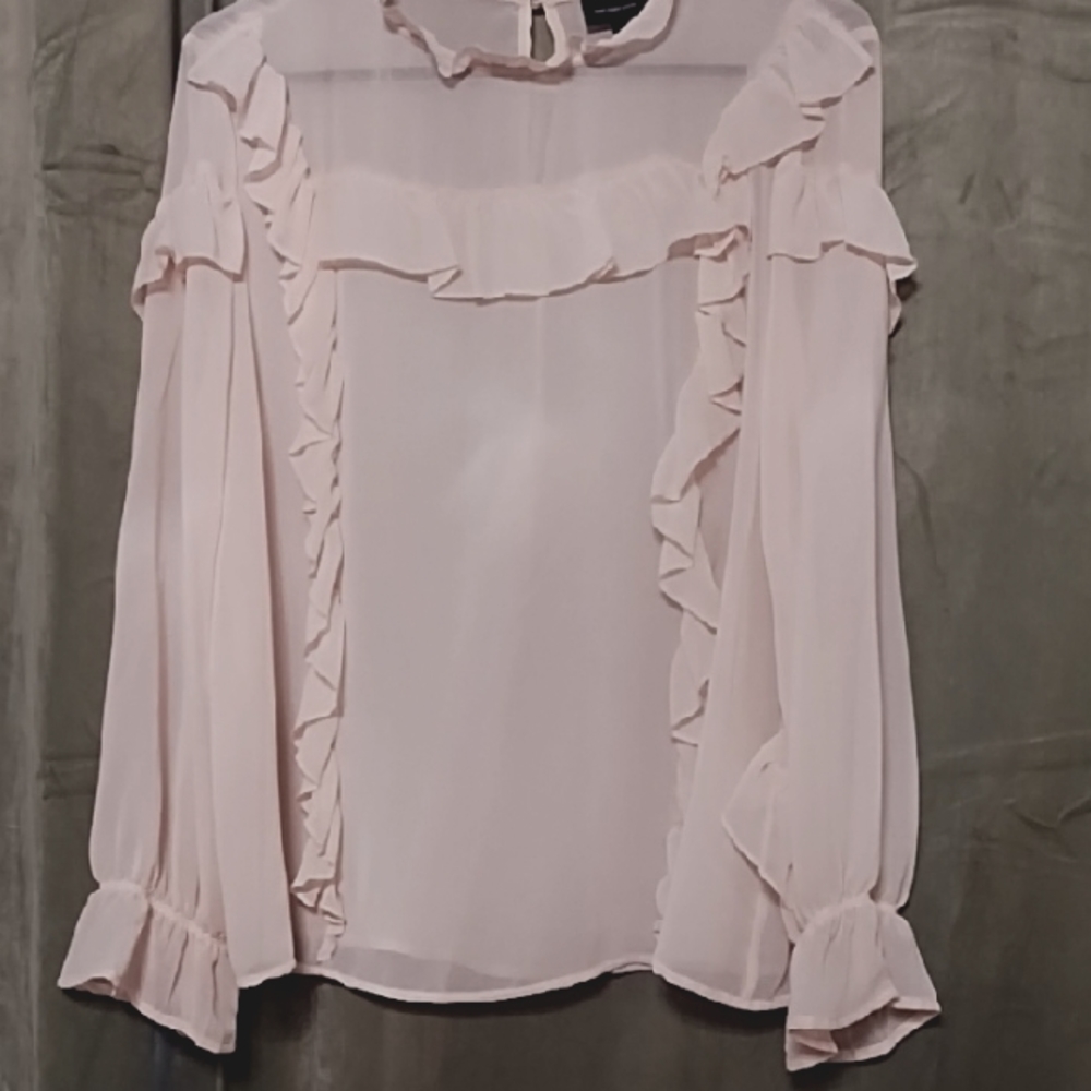 Elegant Pink Ruffle Blouse